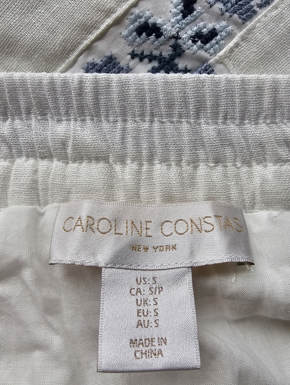 Caroline Constas White Maxi Skirt with Blue Floral Embroidery Small - NWT $189 - Picture 4 of 9